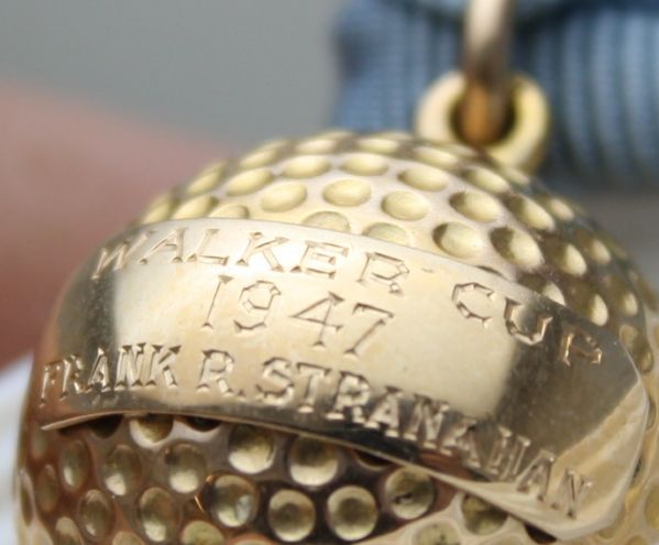 Frank Stranahan's 1947 Walker Cup Award-Pers.Ball with Adorning Ribbon-St. Andrews
