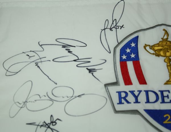 Superstar Signed 2014 Ryder Cup Embroidered White Flag JSA COA