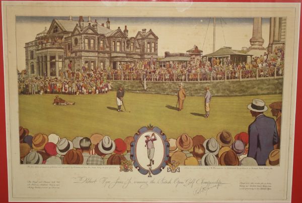 Bobby Jones Signed 1930 Currier & Ives British Open@St. Andrews - RARE!