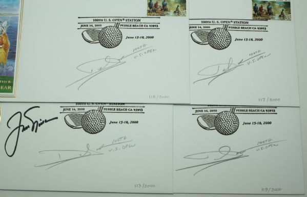 Jack Nicklaus Signed 2000 U.S. Open 'Golden Bear' Salute Catchet, 3 More W/Artist 