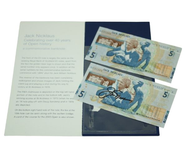 Jack Nicklaus Signed Royal Bank of Scotland 5 lb. Note-Also 2nd one Unsigned