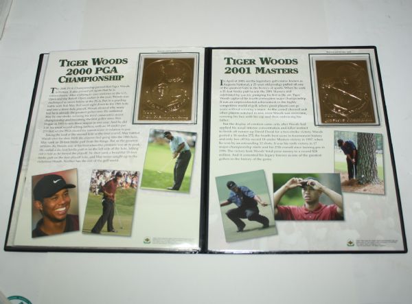 Tiger Woods Upper Deck Gold Foil 'Tiger Slam' Cards in Book
