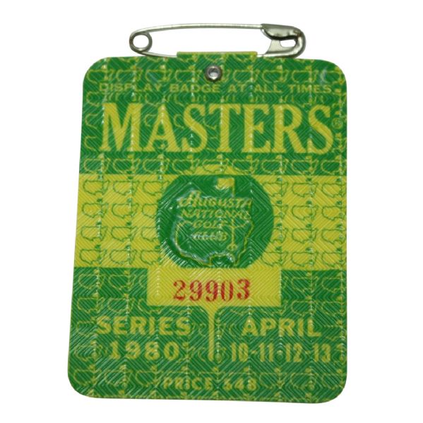1980 Masters Badge - Seve Ballesteros' First Masters Win