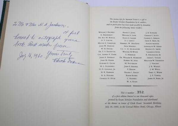 Limited #352 of 1000 First Edition Chick Evans Signed 'Senior Golf' Book-Hall of Famer 