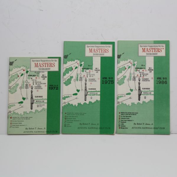 Lot of Three Masters Spectator Guides:Jack  Nicklaus Victories - '72, '75, and '86