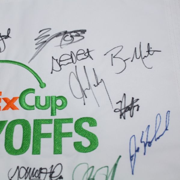 Multi-Signed 2014 PGA Playoffs Embroidered Flag - The Barclays JSA COA