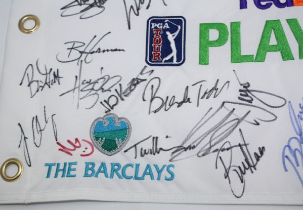 Multi-Signed 2014 PGA Playoffs Embroidered Flag - The Barclays JSA COA