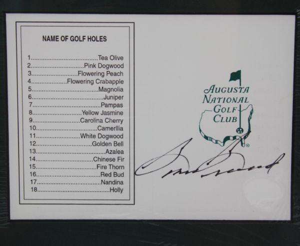 Sam Snead Signed Scorecard - Mounted with Photo and Stats Card JSA COA