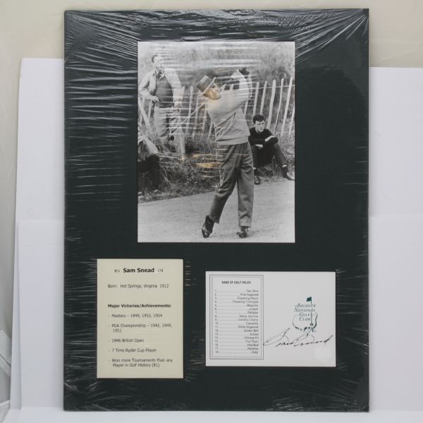 Sam Snead Signed Scorecard - Mounted with Photo and Stats Card JSA COA