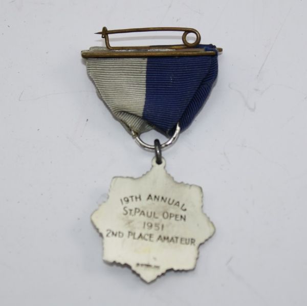 1951 St. Paul Open Sterling Medal with Ribbon - 2nd Place Amateur Frank Stranahan