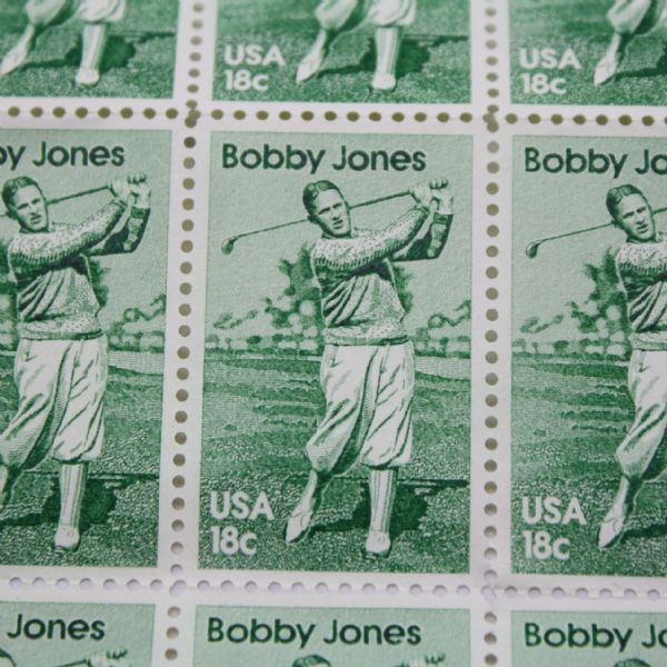 Block of 27 Bobby Jones 1981 Commemorative Stamps-From Jack Fleck Collection