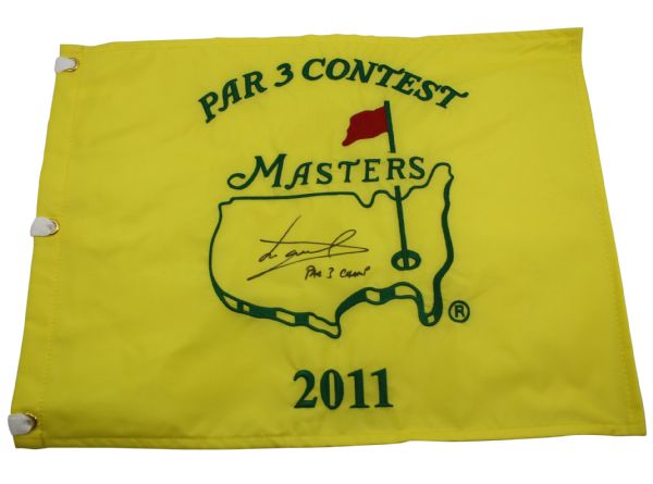 Luke Donald Signed and Inscribed 2011 Masters Embroidered Par 3 Flag JSA COA