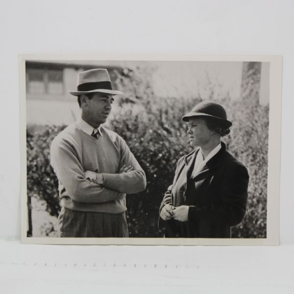 Sam Snead and Patty Berg Signed 3x5 Cards w/1939 Vintage Pinehurst WirePhoto 
