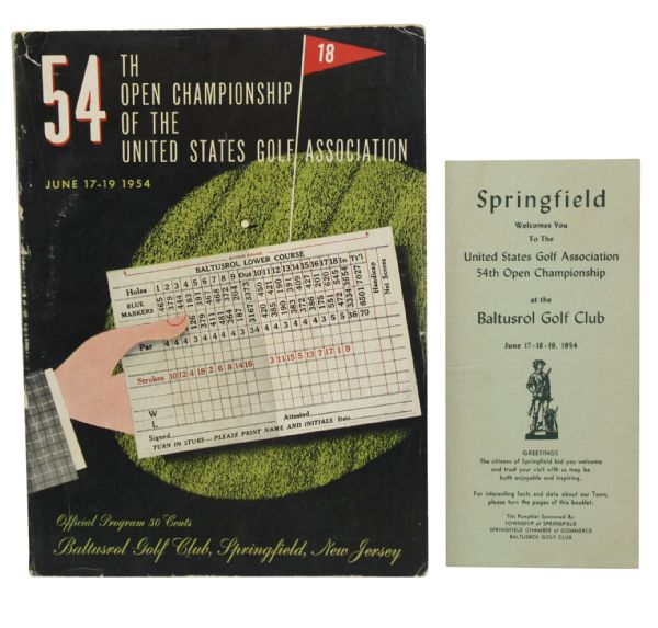 Two Item Lot-1954 U.S. Open Program and Scorecard - Baltusrol Golf Club