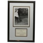 Edward Duke of Windsor Signed & Dated Card W/U.P.I. Golf Wire Photo- Deluxe Framed