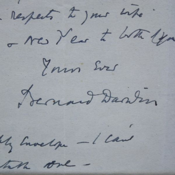 Hall of Fame Player/Writer Bernard Darwin (D-'61) Double Sided Framed Letter JSA COA