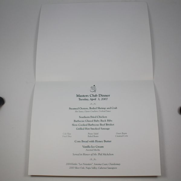 2007 Masters Champions Dinner Menu Cover Depicts Bobby Jones & First 1952 Event!