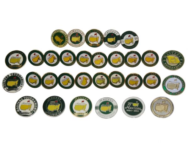 Lot of 30 Masters Dated Ball Markers 1984-2014