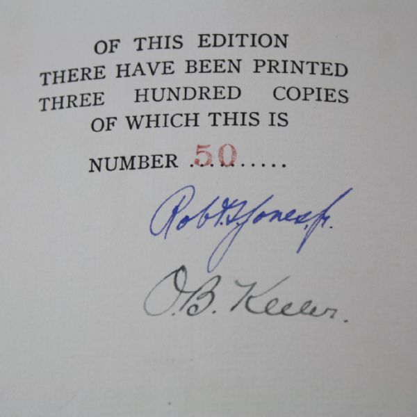 Bobby Jones Signed Limited Edition Book 'Down the Fairway' - #50/300