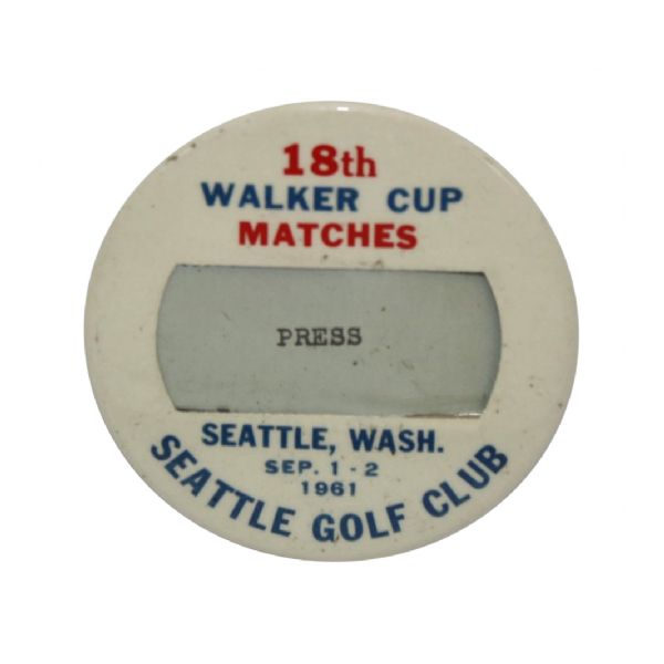 18th Walker Cup Press Badge - Sept. 1-2, 1961 Seattle Golf Club-Jack Nicklaus