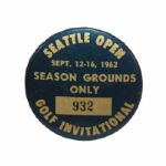 1962 Seattle Open Golf Invitational Grounds Badge - Nicklaus 2nd Career Victory Hard To FIND!