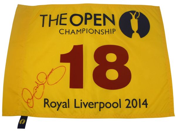 Rory McIlroy Signed 2014 Open Championship Flag - Full Signature JSA COA