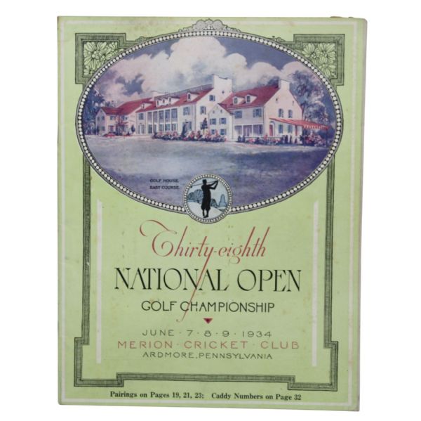 1934 US Open Program With Top Condition Front Cover - Merion
