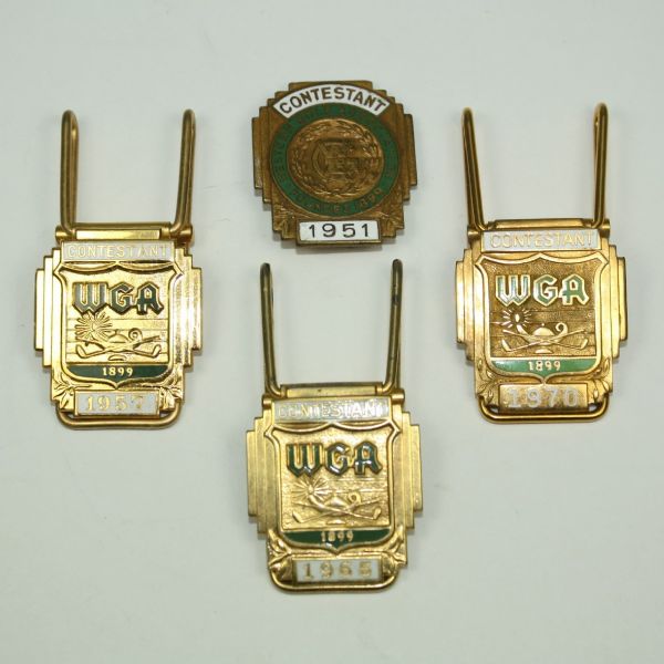 Lot of 4 WGA Contestant Badges - 1951, '57, '65, and '70