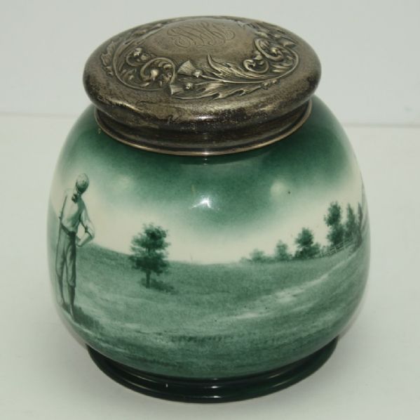 1890's Lenox CAC Clayton Ceramic Humidor with Sterling Top