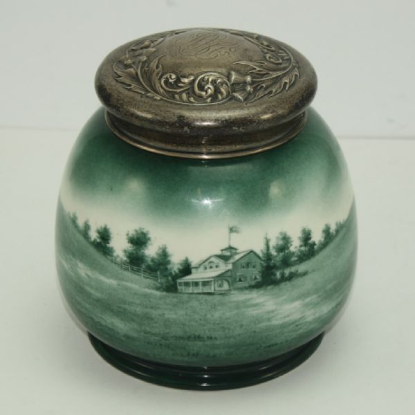 1890's Lenox CAC Clayton Ceramic Humidor with Sterling Top