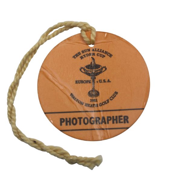 1981 Ryder Cup Photographers Badge