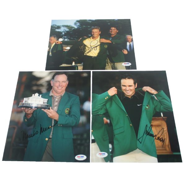 Lot of 3 Signed 8x10 Masters Presentation Photos - O'Meara, Langer, and Immelman PSA