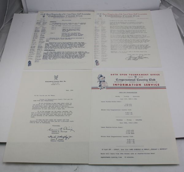 1964 U.S. Open Press Kit with Program - Scarcely Seen Offering of the U.S.G.A
