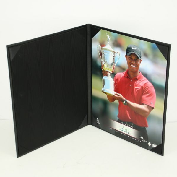 Tiger Woods Signed 2008 US Open Trophy Shot 8x10 Photo - UDA #98/100