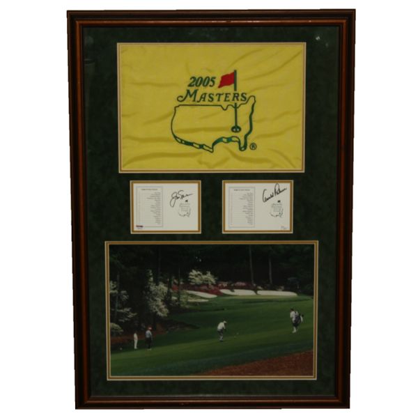 Jack Nicklaus Signed Scorecard(PSA G9360) and Arnold Palmer Signed Scorecard (JSA H39647) - Framed