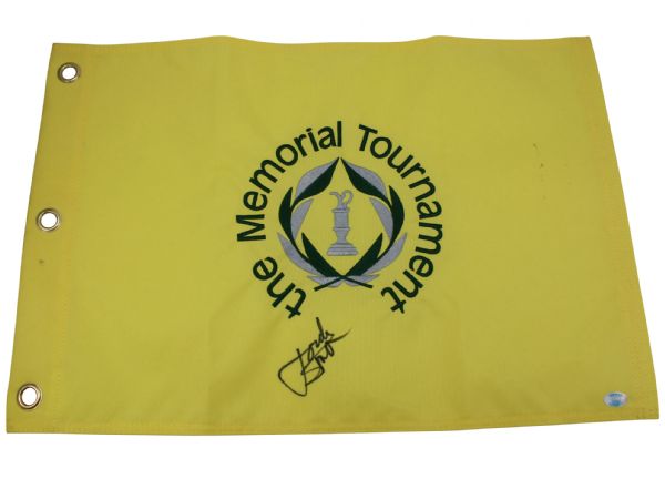 Jordan Spieth Signed Memorial Tournament Embroidered Flag JSA COA