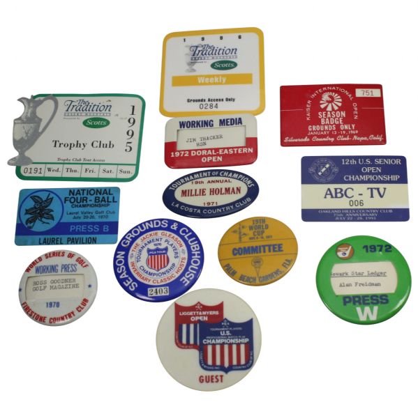 Twelve Badges/Passes from Tournaments Won by Jack Nicklaus