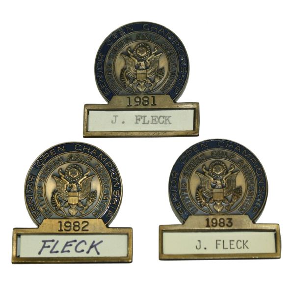 Lot of 3 USGA Senior Open Championship Badges - 1981-1983