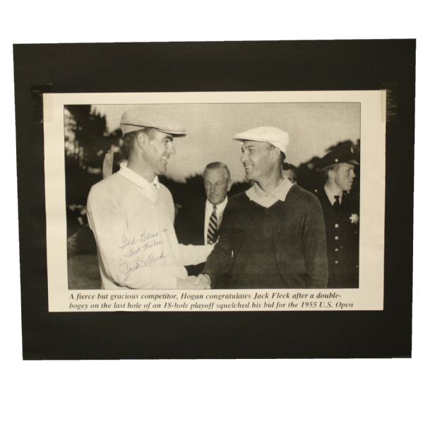 Jack Fleck Signed Photo of Ben Hogan Handshake After 1955 US Open JSA COA