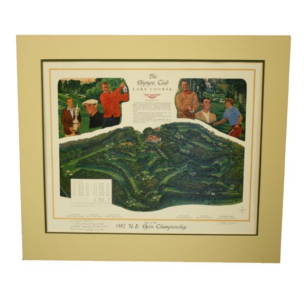 The Olypmic Club 1987 US Open Course Print Signed by Artist To Jack Fleck JSA COA