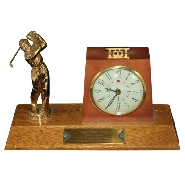 Frank Stranahan's 1953 Hawaiian Golf Association 4th Low Amateur Trophy Clock