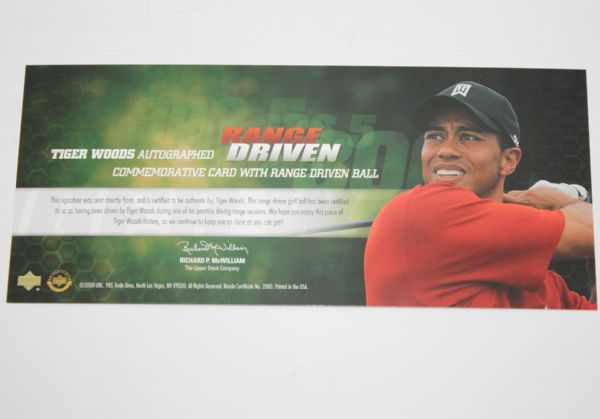 Tiger Woods Signed UDA Range Driven Ball Certificate - 463/500 - With Ball!
