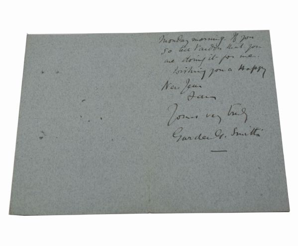 1901 Handwritten Garden G. Smith Letter With HOFer Harry Vardon Content