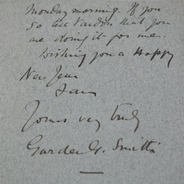 1901 Handwritten Garden G. Smith Letter With HOFer Harry Vardon Content