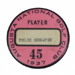 1937 Masters Contestant Badge - Felix Serafin - Nelsons First Major Victory