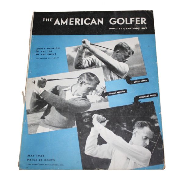 1934 American Golfer Magazine With Bobby Jones on Cover