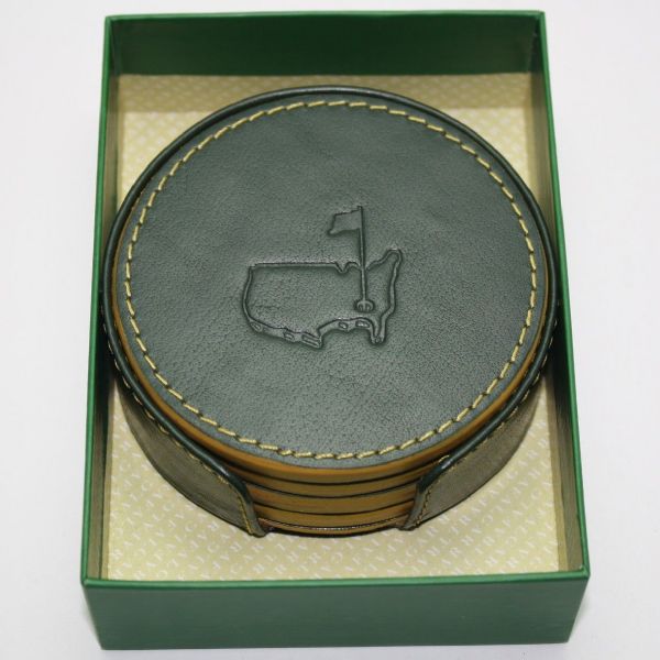 Masters Green and Yellow Genuine Leather Coasters