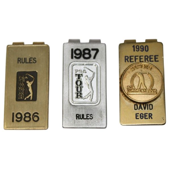 Lot of Three Money Clips - 1986-87 Rules and 1990 Referee - David Eger