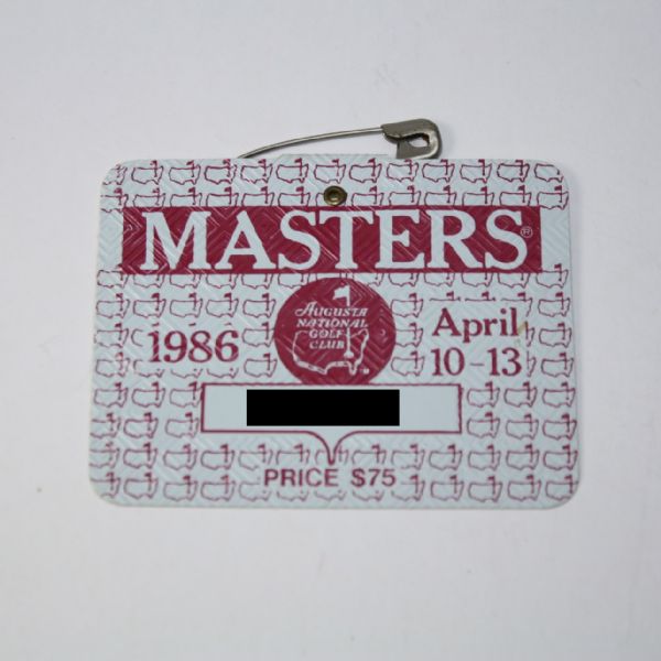 1986 Masters Badge - Nicklaus' 6th and Final Masters Victory