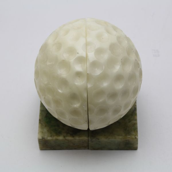 Vintage Golf Ball Bookends - Alabaster